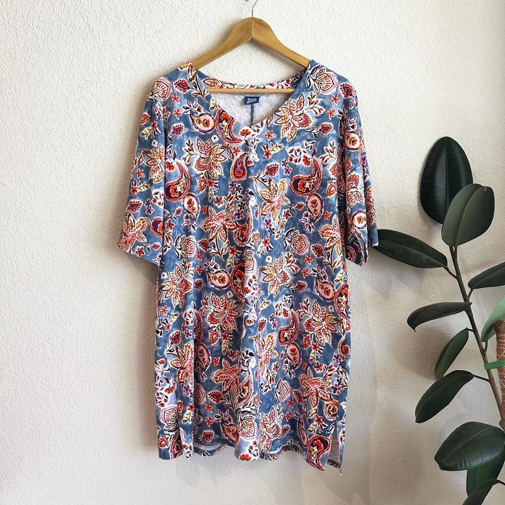 Rip Skirt Womens Dress M/L Paisley Stretch Beach Tropical Outdoors V-Neck Casual